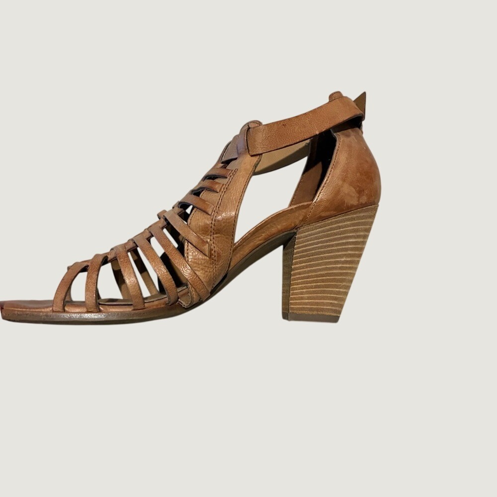 Paul Green Brown Leather Christy Heel Strappy Block Heel Design Sz 9.5 / UK 7 - Picture 6 of 13